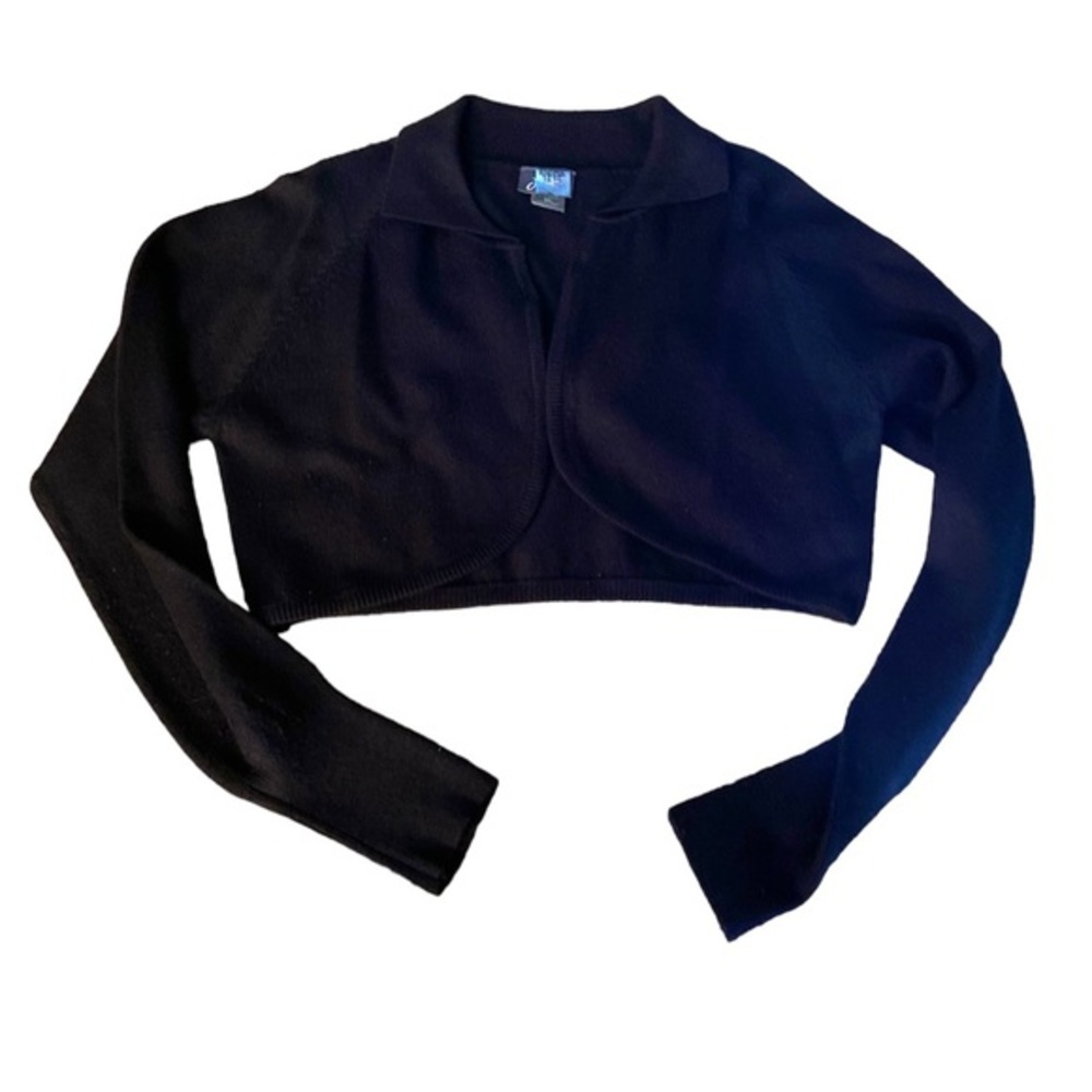 Black Cropped Open Front Cardigan